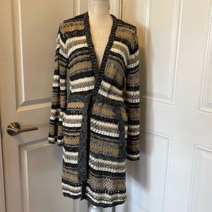 Women’s sweater / cardigan with waistband, size large, long sleeves